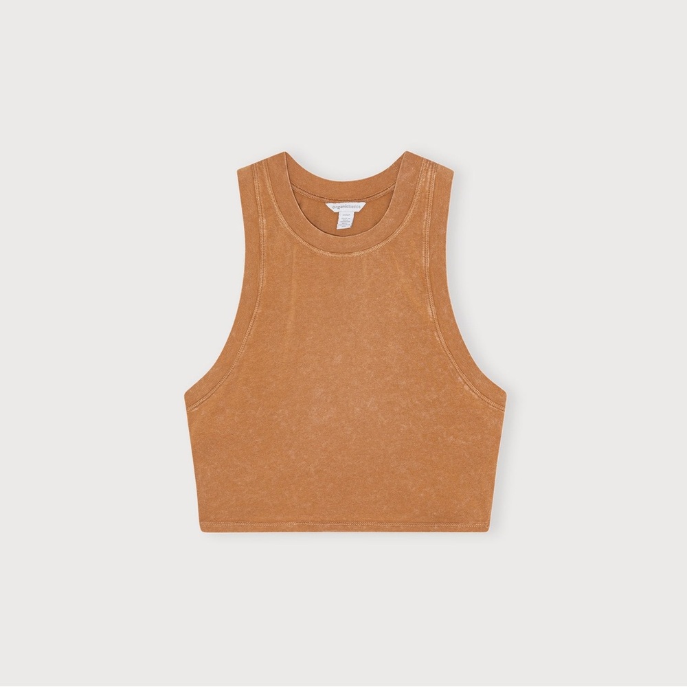 Organic Basics Brown Fitted Crop Tank Top